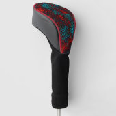 Met vierkant ingekrabd rood en helder blauw golfheadcover (Schuin)