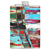 Met Vinyl Omwikkelde Fles – Abstracte Ineenstortin Heupfles (Voorkant)