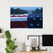 Met vlag gedraaid "Coffin" en wit huis Poster (Thuiskantoor)