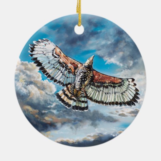 Met vleugels als adelaars - keramisch ornament (Achterkant)