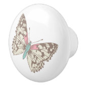 Met vlinder geschilderde dame geschetste kunstdeur keramische knop (Rechts)