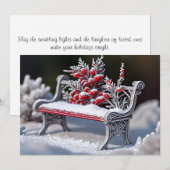Met vorst bedekte bank in besneeuwde omgeving feestdagenkaart (Voorkant / Achterkant)