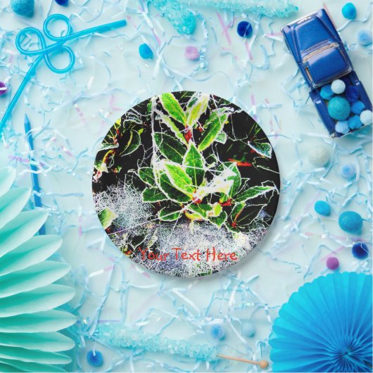 met vorst bedekte heilige en bessen kerst papieren bordje (Feest)