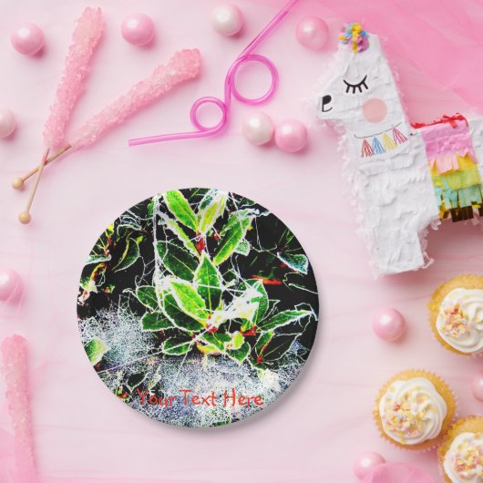 met vorst bedekte heilige en bessen kerst papieren bordje (Feest)