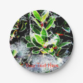 met vorst bedekte heilige en bessen kerst papieren bordje (Voorkant)