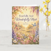 Met Vrees en Verwondering Geschapen Aquarel Kaart (Gele Bloem)