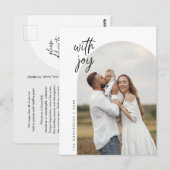 Met vreugde, familiefoto, modern minimalistisch briefkaart (Voorkant / Achterkant)