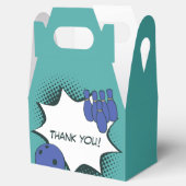 Met vriendelijke groet! Blauwgroene Bowling Birthd Bedankdoosjes (Geopend)