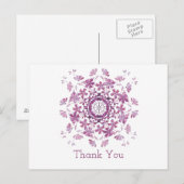 Met vriendelijke groet. Bloemig paarse element. Briefkaart (Voorkant / Achterkant)