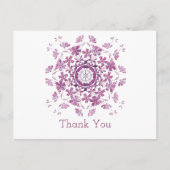 Met vriendelijke groet. Bloemig paarse element. Briefkaart (Voorkant)