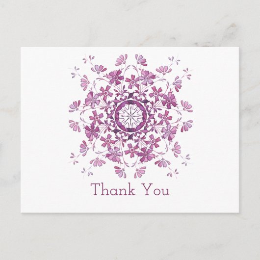 Met vriendelijke groet. Bloemig paarse element. Briefkaart (Voorkant)