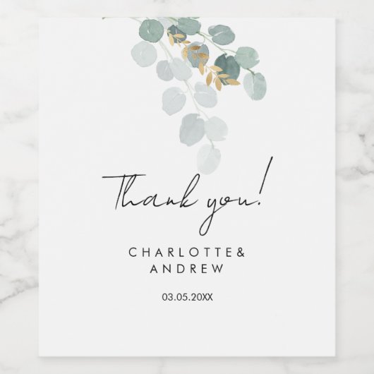 Met vriendelijke groet! Botanisch, elegant, handsc Wijn Etiket (Enkel label)