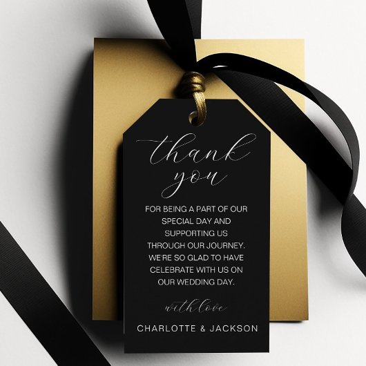 Met vriendelijke groet! Eenvoudig, elegant, zwart, Cadeaulabel