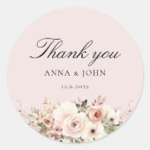 Met vriendelijke groet! Elegant, roze, pastel, blo Ronde Sticker (Voorkant)