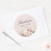Met vriendelijke groet! Elegant, roze, pastel, blo Ronde Sticker (Envelop)