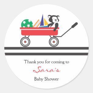 Met vriendelijke groet Little Red Wagon Baby sho Ronde Sticker