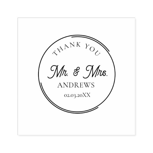 Met vriendelijke groet! Mr & Mrs Circle Wood Art S Rubberstempel (Afrduk)