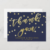 Met vriendelijke groet | Navy & Faux Gold Script-B Briefkaart (Voorkant / Achterkant)