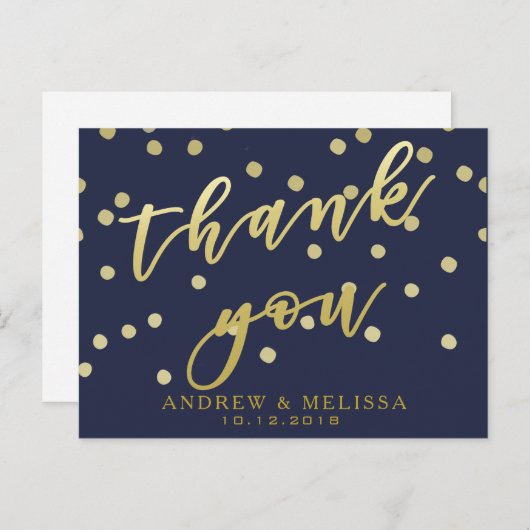 Met vriendelijke groet | Navy & Faux Gold Script-B Briefkaart (Voorkant / Achterkant)