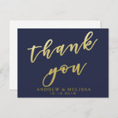 Met vriendelijke groet | Navy & Faux Gold Script-B Briefkaart (Voorkant / Achterkant)