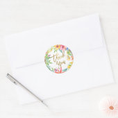 Met vriendelijke groet | Tropical Luau Waterverf F Ronde Sticker (Envelop)