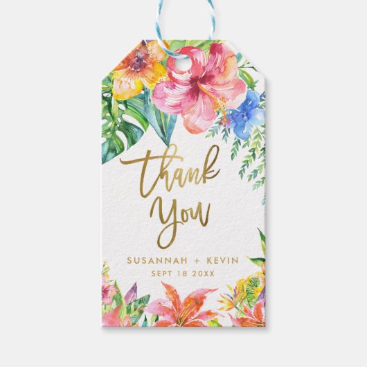 Met vriendelijke groet | Tropische bloemenbruiloft Cadeaulabel (Voorkant)