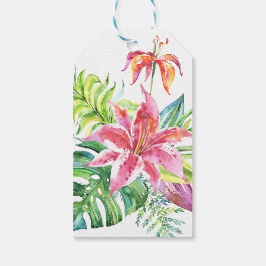 Met vriendelijke groet | Tropische bloemenbruiloft Cadeaulabel (Achterkant)