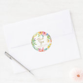 Met vriendelijke groet | Tropische Waterverf Bloem Ronde Sticker (Envelop)