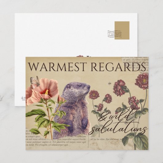 Met vriendelijke groet Woodchuck -stijl Briefkaart (Voorkant / Achterkant)