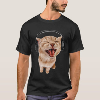 Met Vrouwen Kat Koptelefoon Meme T-shirt