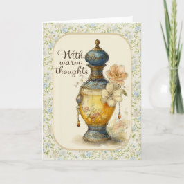 Met Warme Gedachten | Bloemige Vintage Groetkaart Kaart