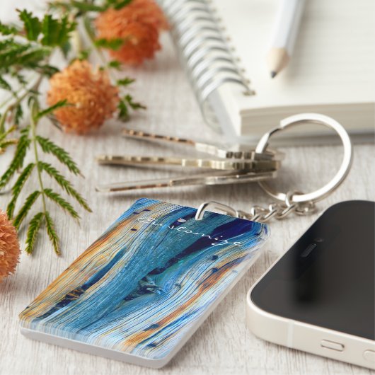 met weven bessenhoutplaat sleutelhanger (Voorkant Rechts)