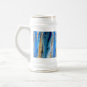 met weven blauwe houten planken bierpul (Links)