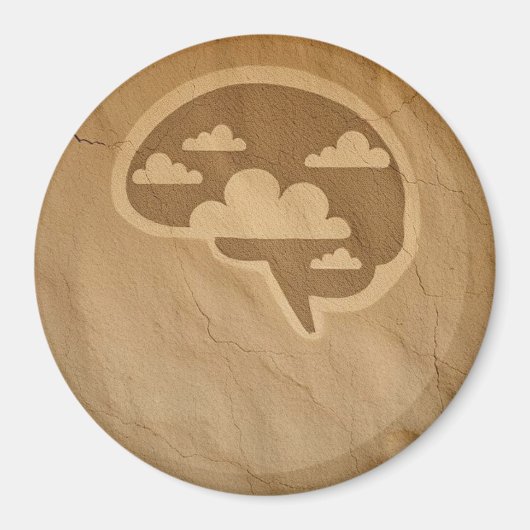 Met wolken gevulde nette gestileerde hersenen op d magneet (Voorkant)