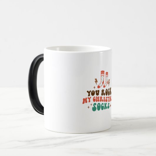 Met Xmas krijg je mijn kerstsokken te gek Magische Mok (Voorkant links)