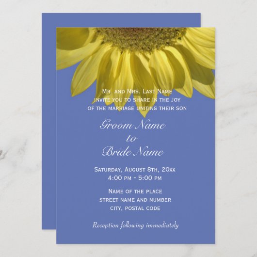 Met zonnebloemen vieren! Zomerbruiloft Kaart (Voorkant / Achterkant)