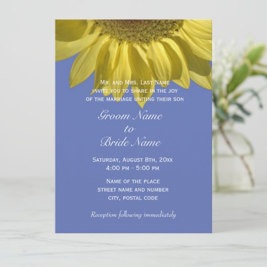 Met zonnebloemen vieren! Zomerbruiloft Kaart (Staand voorkant)