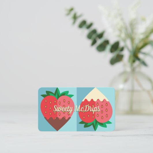 met zwarte en witte chocolade behandelde aardbeivr visitekaartje (Staand voorkant)