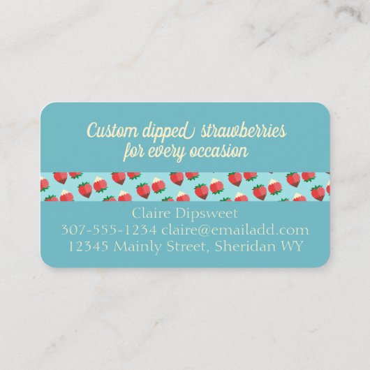 met zwarte en witte chocolade behandelde aardbeivr visitekaartje (Achterkant)