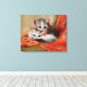 Meta Plückebaum's Oude Snoezige Kat Schilderij Canvas Afdruk (Insitu (Houten vloer))