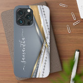 Metaal 3-D-look Calligrafie Gold Monogram Diamond Case-Mate iPhone Case