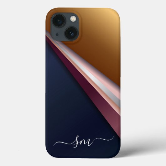 Metaal 3-D Monogram roze en goud Case-Mate iPhone Case (Achterkant)