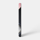 Metaal 3-D Monogram roze Zwarte vierkantjes Samsung Galaxy Hoesje (Linkerkant)