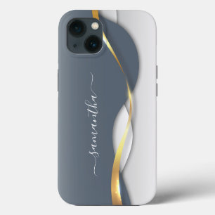 Metaal 3-D uitziende kalligrafie Gouden Monogram G iPhone 13 Hoesje