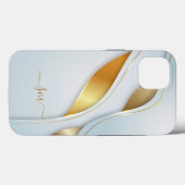 Metaal 3D-look Calligrafie Initialen Goud Wit Case-Mate iPhone Case (Achterkant (horizontaal))