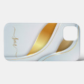 Metaal 3D-look Calligrafie Initialen Goud Wit Case-Mate iPhone Case (Achterkant (horizontaal))