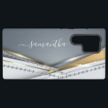 Metaal 3D-look Calligraphy Goud Monogram Diamant Samsung Galaxy Hoesje<br><div class="desc">Alle glitters of diamanten in het ontwerp zijn foto's en gesimuleerd.</div>