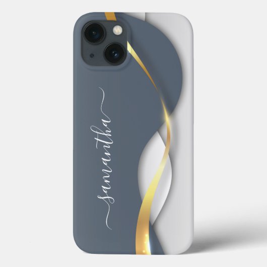 Metaal 3D-look Calligraphy Goud Monogram Golf Case-Mate iPhone Case (Achterkant)