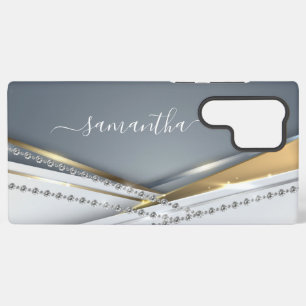 Metaal 3D-look kalligrafie Gouden Monogram Diamant Samsung Galaxy Hoesje