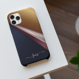 Metaal 3D-Monogram Roze en Goud iPhone 13 Hoesje